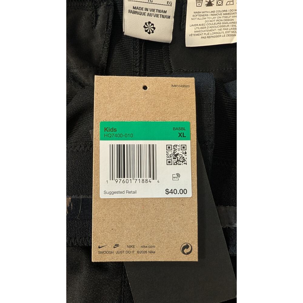 Nike Youth Baseball Pants XL Black Athletic Sports Uniform Boys NWT - Picture 5 of 8